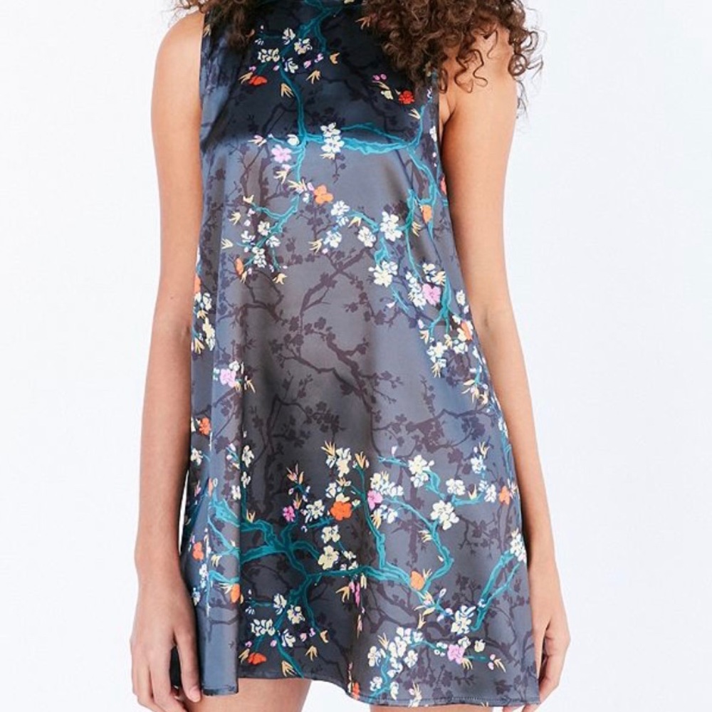 Urban Outfitters Carmine Tropical Satin Dress
